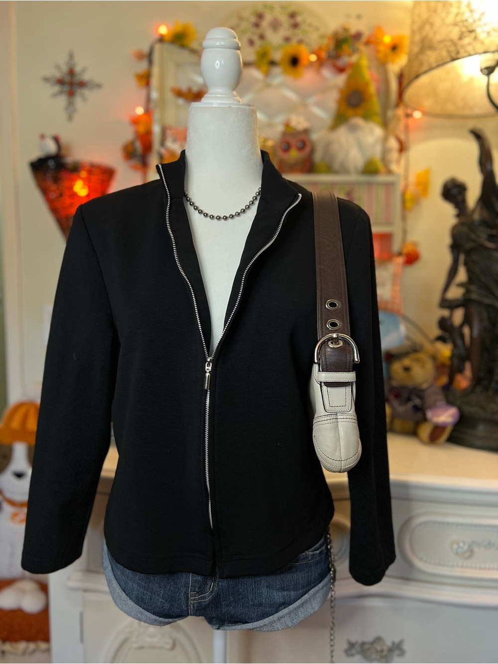Briggs New York Black Zip-Front Blazer Jacket